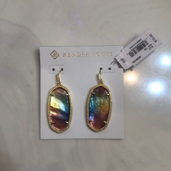 Kendra Scott 14k Gold Plated Elle Drop Earrings Yellow Watercolor Illusion NWT - Picture 4 of 13